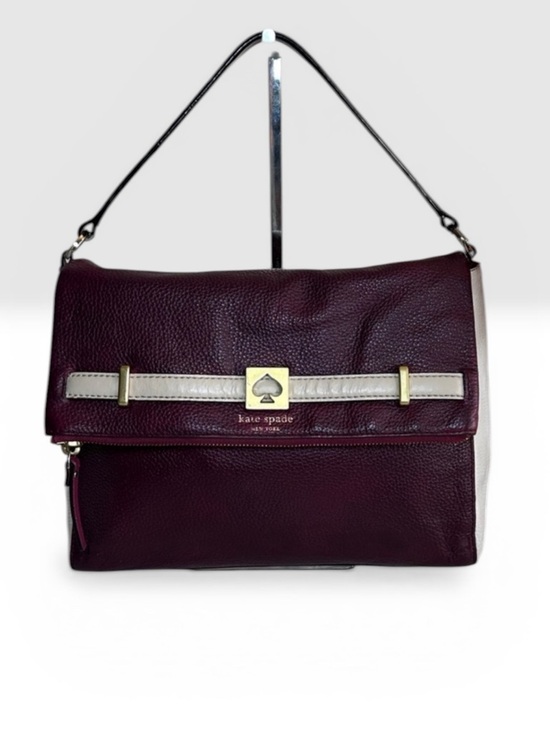 kate spade Handbags - Kate Spade Plum Cream Leather Shoulder Bag Zip Top Flap Gold